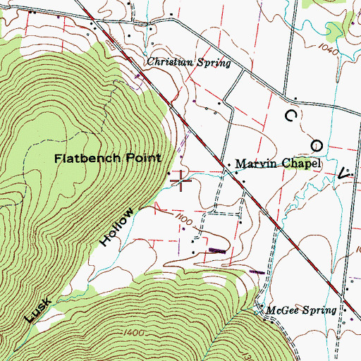 Topographic Map of Lusk Hollow, TN