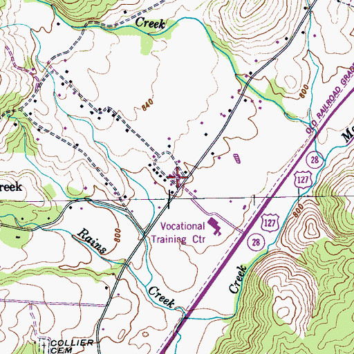 Topographic Map of Lusk School, TN