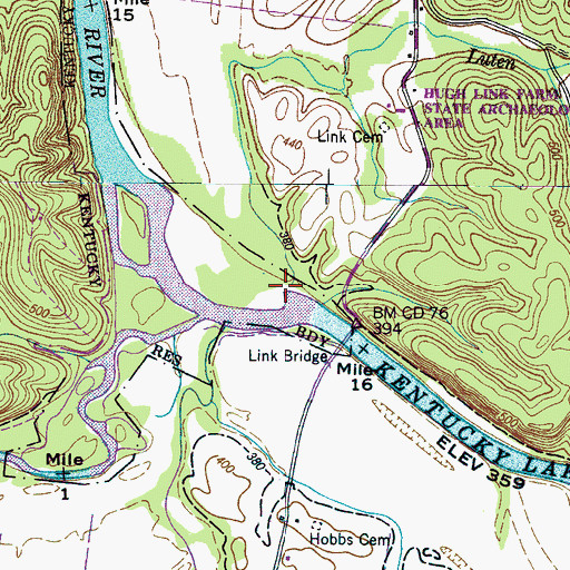 Topographic Map of Luten Branch, TN
