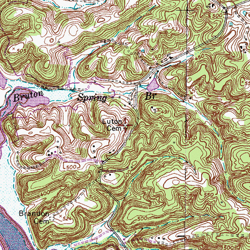 Topographic Map of Luton Cemetery, TN
