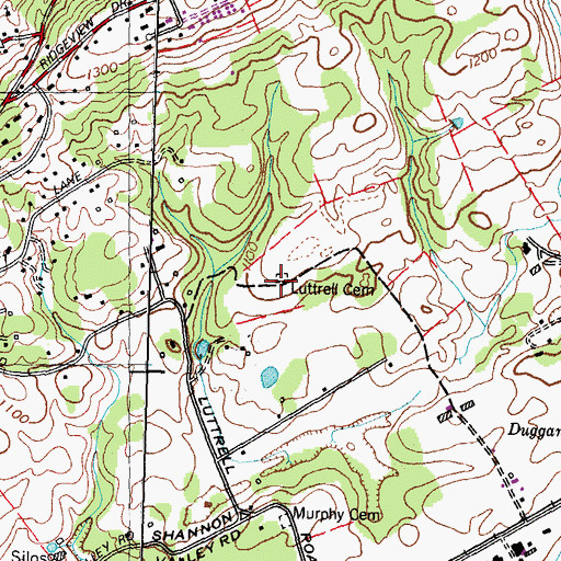 Topographic Map of Luttrell Cemetery, TN