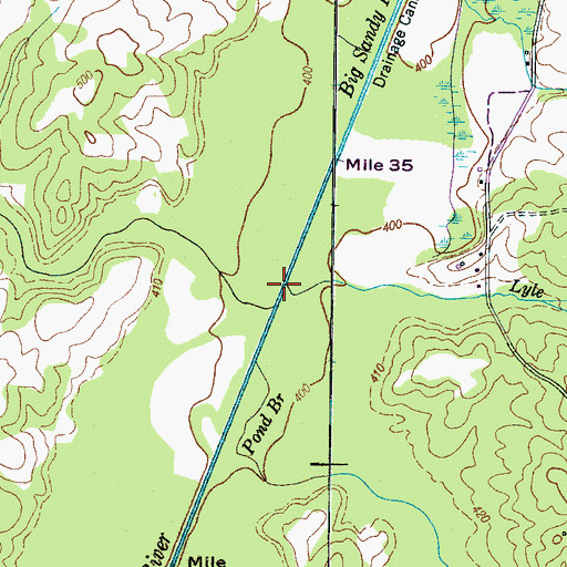 Topographic Map of Lyle Branch, TN