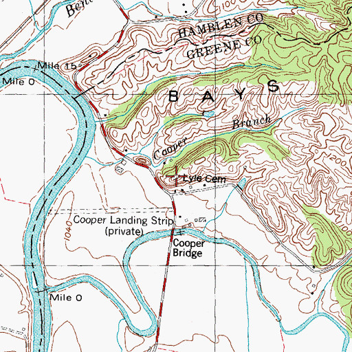 Topographic Map of Lyle Cemetery, TN