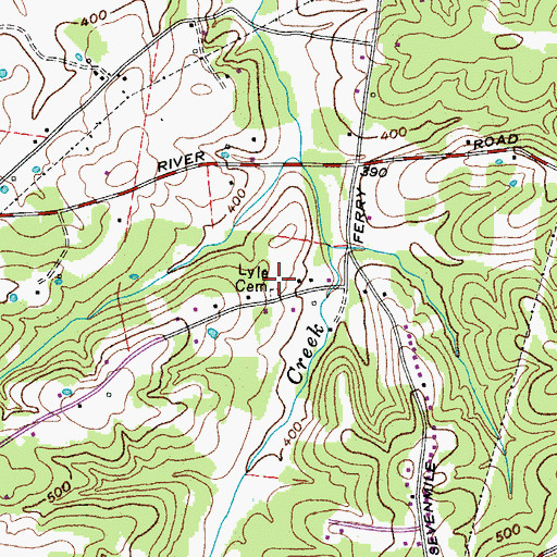 Topographic Map of Lyle Cemetery, TN