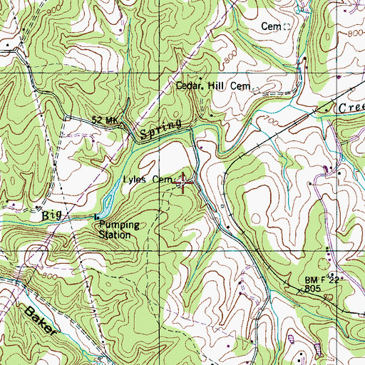 Topographic Map of Lyles Cemetery, TN