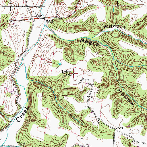 Topographic Map of Lyles Cemetery, TN