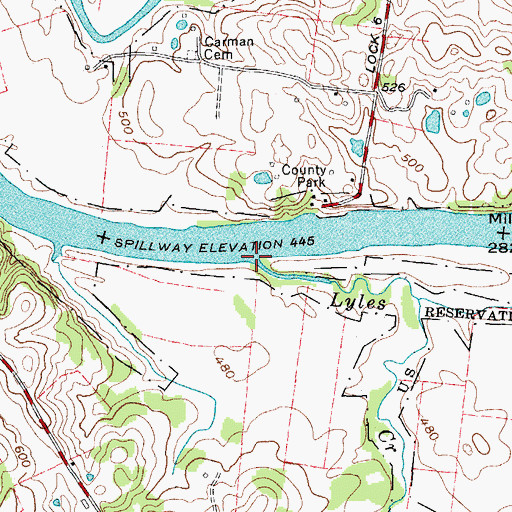 Topographic Map of Lyles Creek, TN