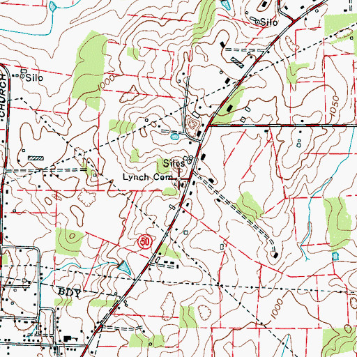 Topographic Map of Lynch Cemetery, TN