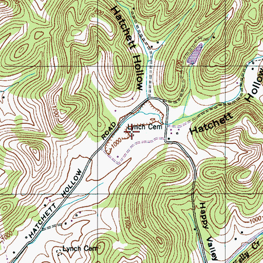 Topographic Map of Lynch Cemetery, TN