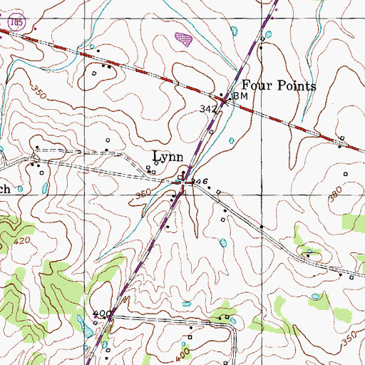 Topographic Map of Lynn, TN