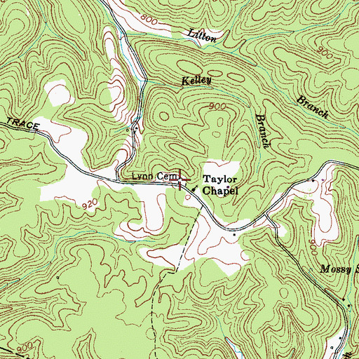 Topographic Map of Lynn Cemetery, TN