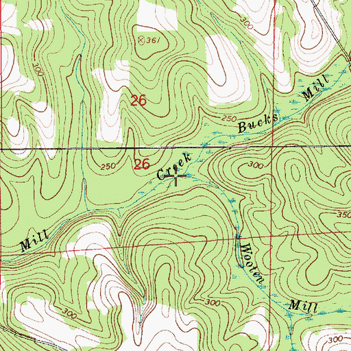 Topographic Map of Wooten Mill Creek, AL