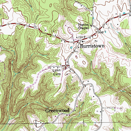 Topographic Map of Lynn Cemetery, TN