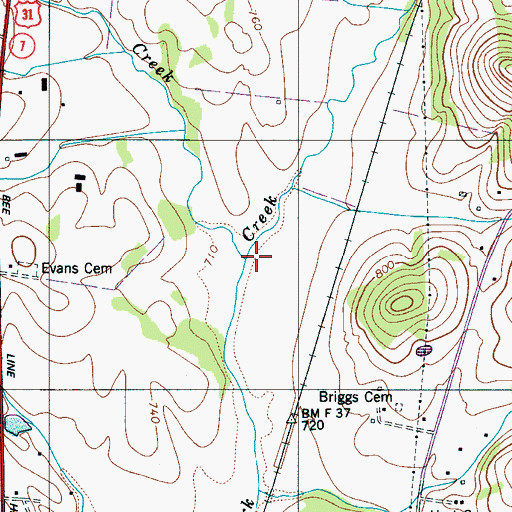 Topographic Map of Lynn Creek, TN