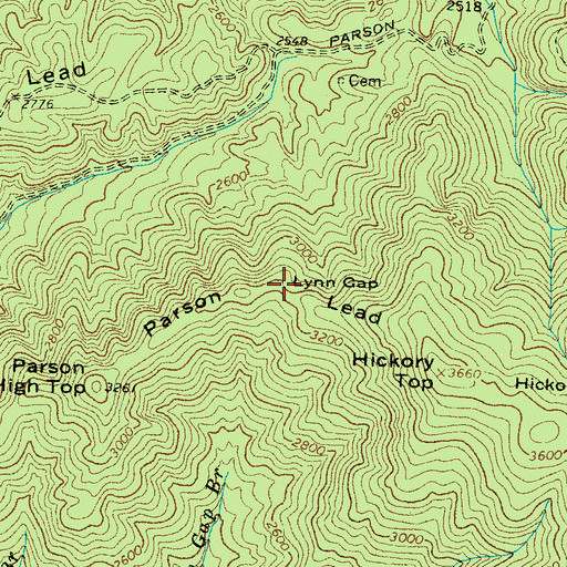 Topographic Map of Lynn Gap, TN