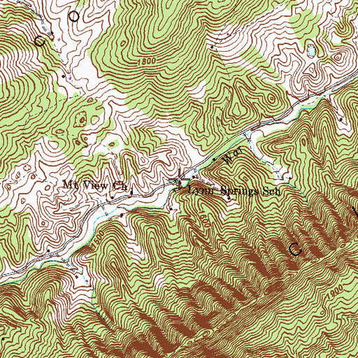Topographic Map of Lynn Springs School, TN