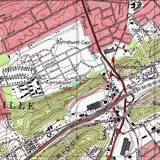 Topographic Map of Lynnhurst Lake, TN