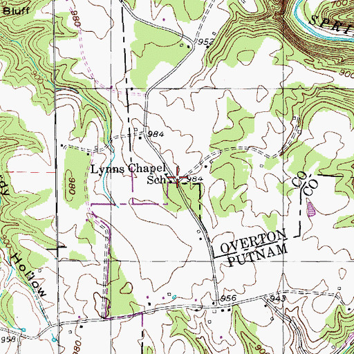 Topographic Map of Lynns Chapel School, TN