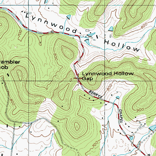 Topographic Map of Lynnwood Hollow Gap, TN