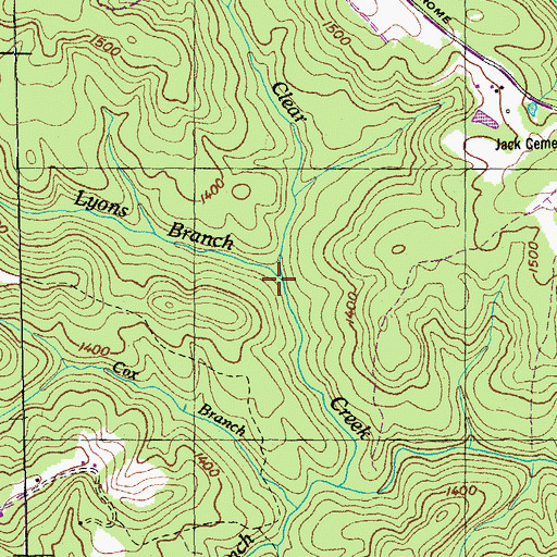 Topographic Map of Lyons Branch, TN
