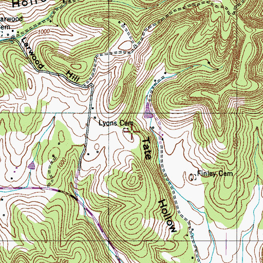 Topographic Map of Lyons Cemetery, TN