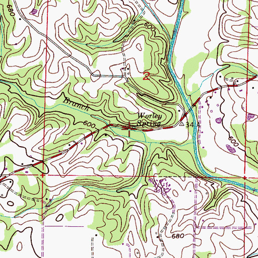 Topographic Map of Worley Spring, AL