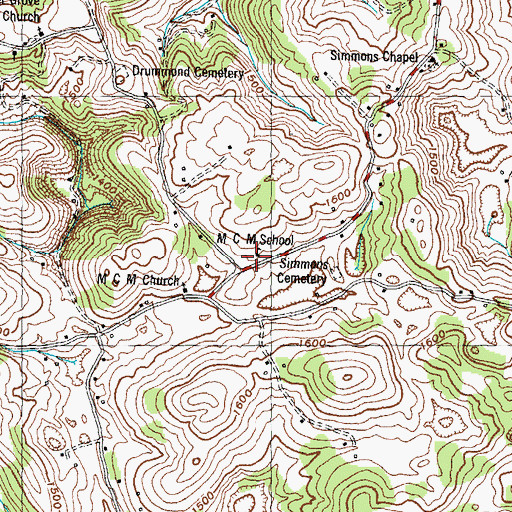 Topographic Map of M C M School, TN