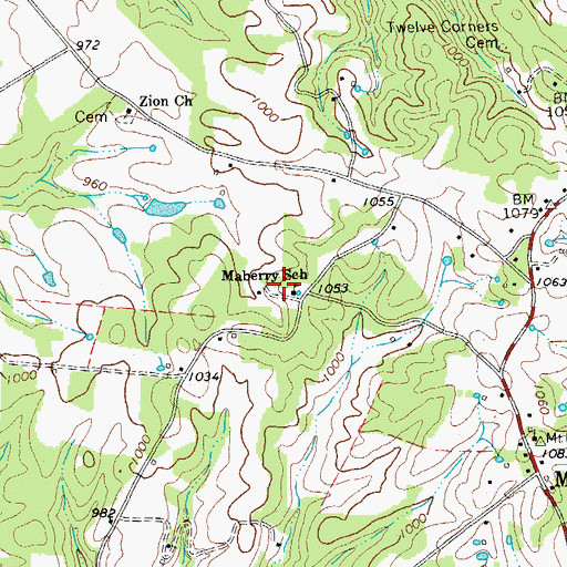Topographic Map of Maberry School, TN