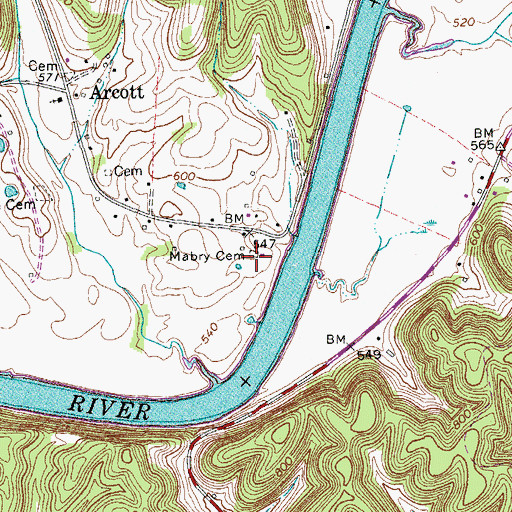 Topographic Map of Mabry Cemetery, TN