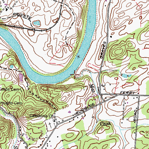 Topographic Map of Mac Cash Branch, TN