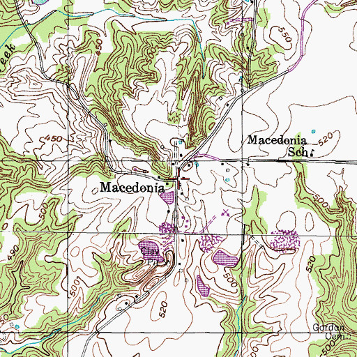 Topographic Map of Macedonia, TN