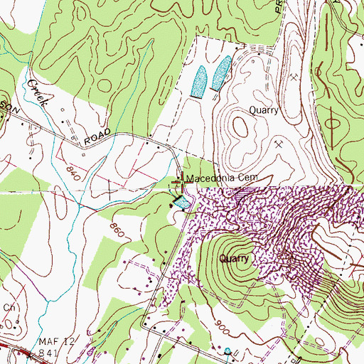 Topographic Map of Macedonia Cemetery, TN