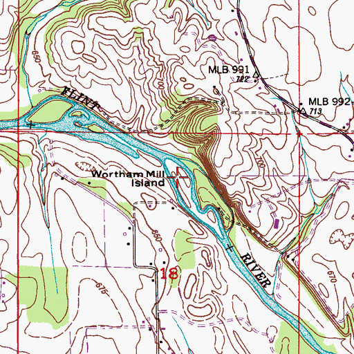 Topographic Map of Wortham Mill Island, AL