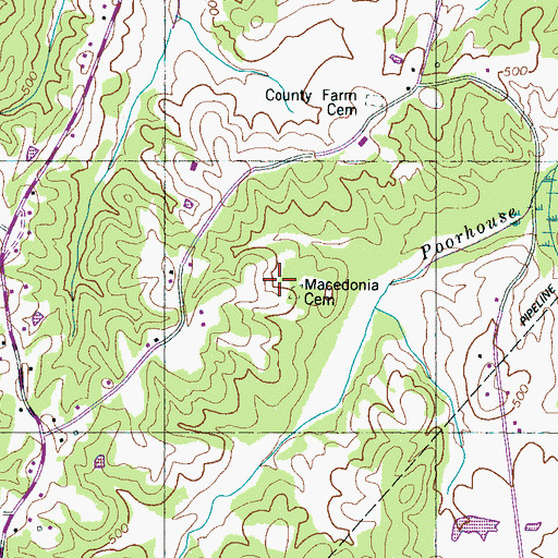 Topographic Map of Macedonia Cemetery, TN