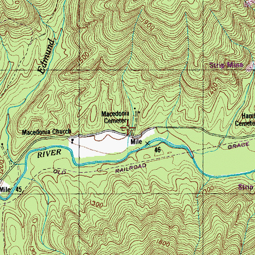 Topographic Map of Macedonia Cemetery, TN