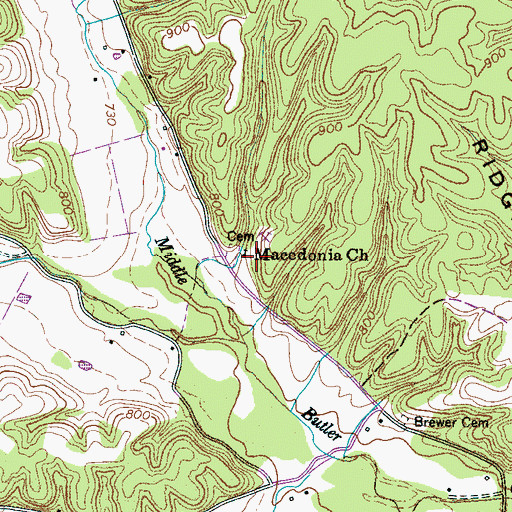 Topographic Map of Macedonia Church, TN