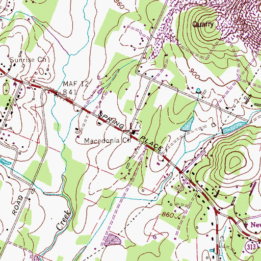 Topographic Map of Macedonia Baptist Church, TN