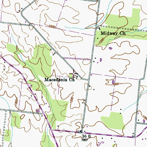 Topographic Map of Macedonia Church, TN