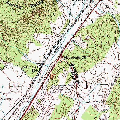 Topographic Map of Macedonia Church, TN