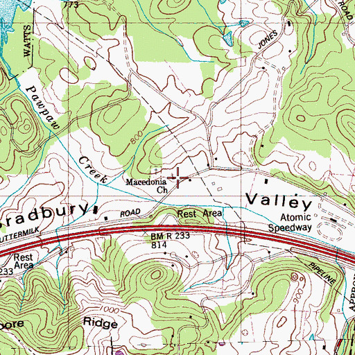 Topographic Map of Macedonia Church, TN
