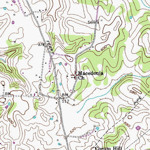 Topographic Map of Macedonia Church, TN