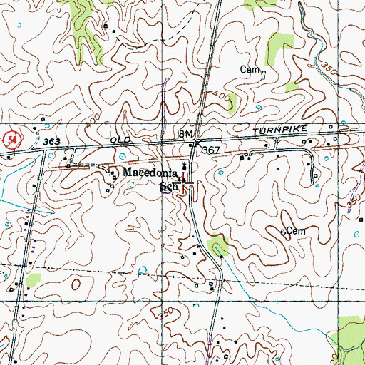 Topographic Map of Macedonia School, TN