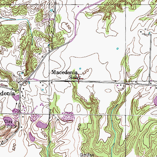 Topographic Map of Macedonia School, TN