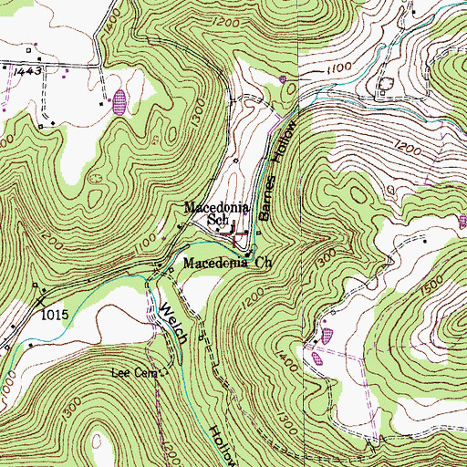 Topographic Map of Macedonia School, TN