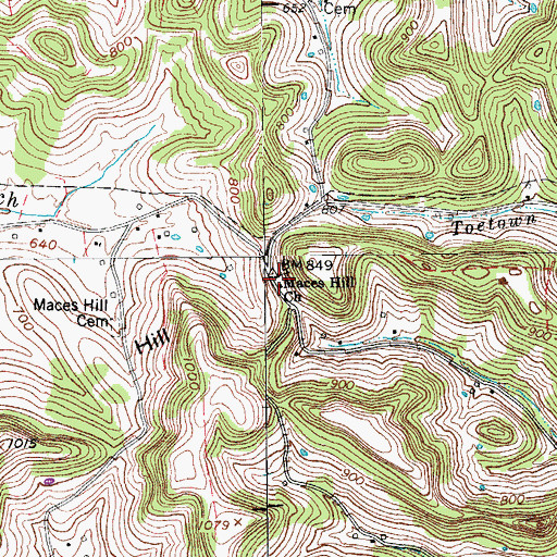 Topographic Map of Maces Hill Church, TN