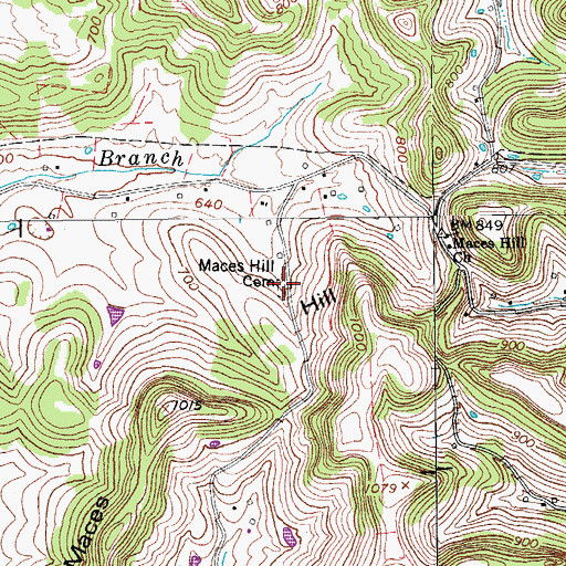 Topographic Map of Maceys Hill Cemetery, TN