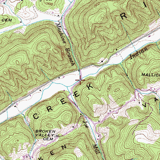 Topographic Map of Machine Branch, TN