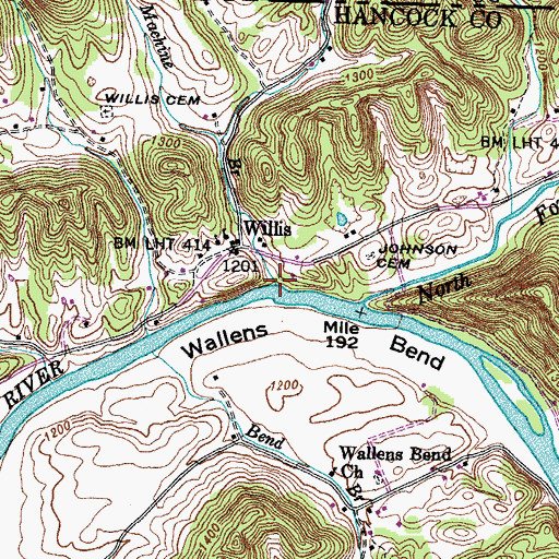 Topographic Map of Machine Branch, TN