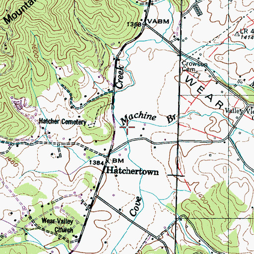 Topographic Map of Machine Branch, TN