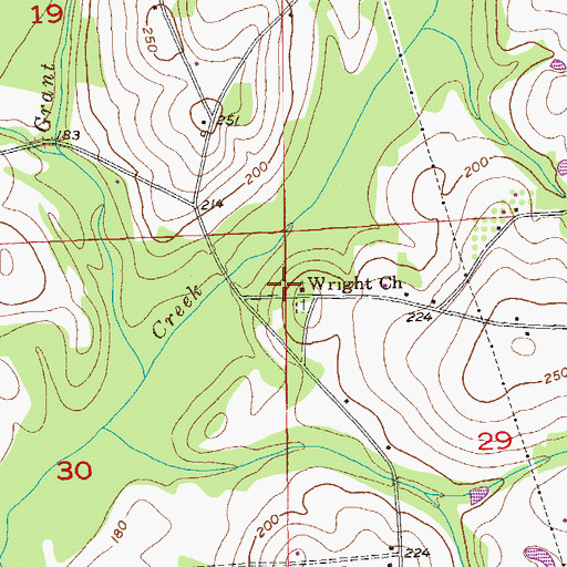 Topographic Map of Wright Church, AL